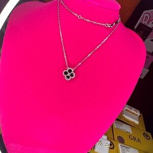 Black Onyx MOISSANITE Clover Necklace